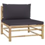 Zentrales Gartensofa Bambus mit dunkelgrauen Kissen von vidaXL, Modulare Sofas für den Außenbereich - Ref: Foro24-313154, Pre...