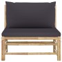 Central garden bamboo sofa with dark gray cushions by vidaXL, Modular outdoor sofas - Ref: Foro24-313154, Price: 94,09 €, Dis...