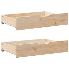 Under-bed drawers with wheels, 2 units, solid pine wood by , Home storage drawers - Ref: Foro24-850926, Price: 63,91 €, Disco...