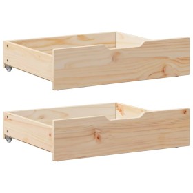 Under-bed drawers with wheels, 2 units, solid pine wood by , Home storage drawers - Ref: Foro24-850932, Price: 61,44 €, Disco...