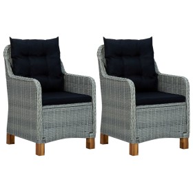 Garden chairs with cushions 2 pcs light gray synthetic rattan by vidaXL, Garden chairs - Ref: Foro24-313318, Price: 285,99 €,...