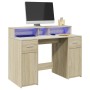 Escritorio con LED madera ingeniería roble Sonoma 120x55x91 cm de , Escritorios - Ref: Foro24-3309413, Precio: 191,92 €, Desc...