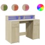 Engineered oak Sonoma 120x55x91 cm desk with LED lights. by , Desks - Ref: Foro24-3309413, Price: 191,92 €, Discount: %