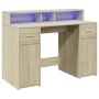 Engineered oak Sonoma 120x55x91 cm desk with LED lights. by , Desks - Ref: Foro24-3309413, Price: 191,92 €, Discount: %