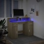 Engineered oak Sonoma 120x55x91 cm desk with LED lights. by , Desks - Ref: Foro24-3309413, Price: 191,92 €, Discount: %