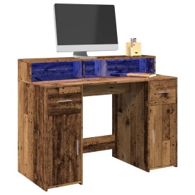 Escritorio con LED madera ingeniería envejecida 120x55x91 cm de , Escritorios - Ref: Foro24-3309418, Precio: 200,99 €, Descue...