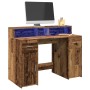 Engineered aged wood desk with LED lights 120x55x91 cm by , Desks - Ref: Foro24-3309418, Price: 184,73 €, Discount: %