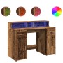 Engineered aged wood desk with LED lights 120x55x91 cm by , Desks - Ref: Foro24-3309418, Price: 184,73 €, Discount: %