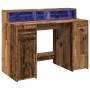 Engineered aged wood desk with LED lights 120x55x91 cm by , Desks - Ref: Foro24-3309418, Price: 184,73 €, Discount: %