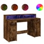 Desk with LED lighting, engineered smoked oak wood, 140x55x91 cm by , Desks - Ref: Foro24-3309424, Price: 213,99 €, Discount: %