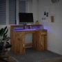 Schreibtisch mit LED-Beleuchtung, Eichenholz, handgefertigt, 120x55x91cm. von , Schreibtische - Ref: Foro24-3309419, Preis: 1...