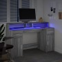 Escritorio con LED madera ingeniería gris sonoma 140x55x91 cm de , Escritorios - Ref: Foro24-3309425, Precio: 202,54 €, Descu...