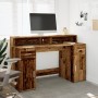 Schreibtisch mit LED-Beleuchtung, Holz in verwitterter Ingenieurstechnik, 140x55x91 cm. von , Schreibtische - Ref: Foro24-330...