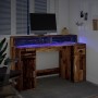 Schreibtisch mit LED-Beleuchtung, Holz in verwitterter Ingenieurstechnik, 140x55x91 cm. von , Schreibtische - Ref: Foro24-330...