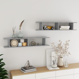 Wall shelves 2 units plywood gray concrete 105x18x20cm by , Shelves and shelves - Ref: Foro24-807209, Price: 42,57 €, Discoun...