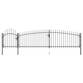 Garden fence gate with spear top 5x1.5 m black by , garden gates - Ref: Foro24-146322, Price: 301,99 €, Discount: %