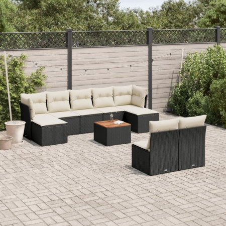 Gartensofagarnitur 10-teilig mit schwarzen Polstern aus synthetischem Rattan von , Gartensets - Ref: Foro24-3256189, Preis: 5...