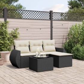 Gartenmöbel-Set 5-teilig mit schwarzen Polstern aus synthetischem Rattan von , Gartensets - Ref: Foro24-3253613, Preis: 343,3...