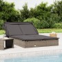 Double sun lounger with foldable canopy, made of gray PE rattan, measuring 213x118x97 cm. by , Loungers - Ref: Foro24-319651,...