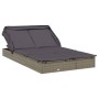 Double sun lounger with foldable canopy, made of gray PE rattan, measuring 213x118x97 cm. by , Loungers - Ref: Foro24-319651,...