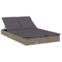 Double sun lounger with foldable canopy, made of gray PE rattan, measuring 213x118x97 cm. by , Loungers - Ref: Foro24-319651,...