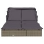 Tumbona 2 personas toldo plegable ratán PE gris 213x118x97 cm de , Tumbonas - Ref: Foro24-319651, Precio: 358,05 €, Descuento: %