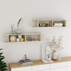 Wall shelves 2 units plywood Sonoma oak 105x18x20 cm by , Shelves and shelves - Ref: Foro24-807208, Price: 36,95 €, Discount: %