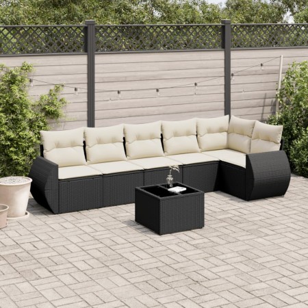 Garten-Essgruppe 7-teilig mit schwarzen Polstern aus synthetischem Rattan. von , Gartensets - Ref: Foro24-3253733, Preis: 469...