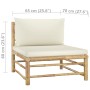 Zentrales Gartensofa aus Bambus mit cremeweißen Kissen von vidaXL, Modulare Sofas für den Außenbereich - Ref: Foro24-313146, ...