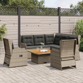 6-piece garden furniture set with gray synthetic rattan cushions by , Garden sets - Ref: Foro24-3262156, Price: 870,00 €, Dis...