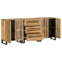 Sideboard 3 pieces solid rough mango wood 60x34x75 cm by , Sideboards - Ref: Foro24-3217079, Price: 372,99 €, Discount: %