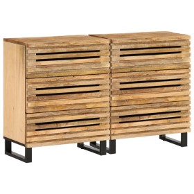 Aparador 2 pzas madera maciza de mango rugosa 60x34x75 cm de , Aparadores - Ref: Foro24-3217078, Precio: 282,49 €, Descuento: %