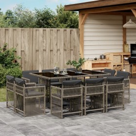 Garten-Essgruppe 11-teilig mit grauen Polstern aus synthetischem Rattan von , Gartensets - Ref: Foro24-3211748, Preis: 609,99...