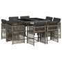 Garden dining set 9 pieces and gray synthetic rattan cushions by , Garden sets - Ref: Foro24-3211736, Price: 465,93 €, Discou...