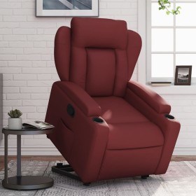 Sillón reclinable elevable cuero artificial rojo tinto de , Sillones - Ref: Foro24-3204548, Precio: 282,99 €, Descuento: %