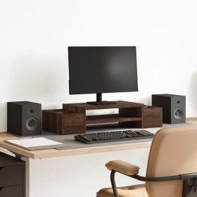 Brown oak screen stand with storage 70x27x15 cm by , Computer bases and risers - Ref: Foro24-854685, Price: 37,67 €, Discount: %