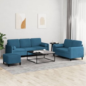 Sofagarnitur mit 3-teiligen blauen Samtkissen von , Sofas - Ref: Foro24-3202053, Preis: 608,88 €, Rabatt: %