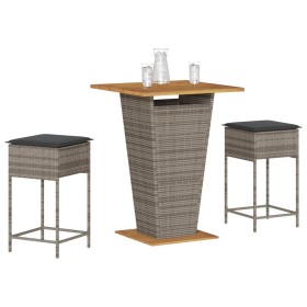 Juego de bar de jardín de 3 piezas con cojines ratán PE gris de , Conjuntos de jardín - Ref: Foro24-3261482, Precio: 276,99 €...