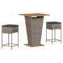 3-piece garden bar set with grey PE rattan cushions by , Garden sets - Ref: Foro24-3261482, Price: 276,09 €, Discount: %