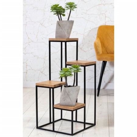 Home&Styling Soporte para plantas con 4 estantes natural y negro de , Soportes para macetas - Ref: Foro24-447465, Precio: 47,...