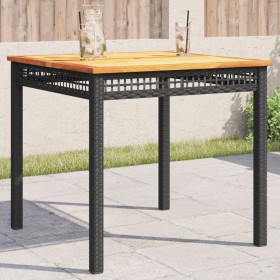 Mesa de jardín ratán sintético madera acacia negro 80x80x75 cm de , Mesas de jardín - Ref: Foro24-366273, Precio: 131,99 €, D...