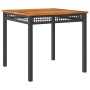 Synthetic rattan garden table with black acacia wood, 80x80x75 cm. by , Garden tables - Ref: Foro24-366273, Price: 131,36 €, ...