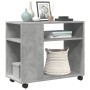 Side table with wheels, engineered wood, gray concrete finish, 70x35x60cm. by , Side tables - Ref: Foro24-853149, Price: 47,9...