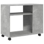 Side table with wheels, engineered wood, gray concrete finish, 70x35x60cm. by , Side tables - Ref: Foro24-853149, Price: 47,9...