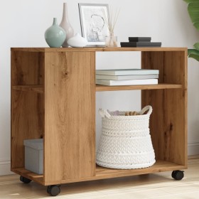 Mesa auxiliar con ruedas madera roble Sonoma 70x35x60 cm de , Mesas auxiliares - Ref: Foro24-853154, Precio: 48,05 €, Descuen...