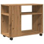 Mesa auxiliar con ruedas madera roble Sonoma 70x35x60 cm de , Mesas auxiliares - Ref: Foro24-853154, Precio: 48,99 €, Descuen...