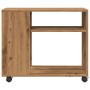 Mesa auxiliar con ruedas madera roble Sonoma 70x35x60 cm de , Mesas auxiliares - Ref: Foro24-853154, Precio: 48,99 €, Descuen...