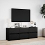 TV stand with LED lights, engineered wood, black, 140x34x50 cm by , TV Furniture - Ref: Foro24-3307920, Price: 165,32 €, Disc...