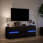 TV stand with LED lights, engineered wood, black, 140x34x50 cm by , TV Furniture - Ref: Foro24-3307920, Price: 165,32 €, Disc...