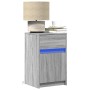 Bedside table with LED lights in gray Sonoma engineered wood by , Nightstands - Ref: Foro24-852008, Price: 55,22 €, Discount: %